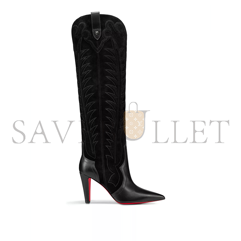 CHRISTIAN LOUBOUTIN SANITA BOTTA 85 LEATHER AND SUEDE BOOTS 
